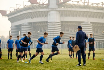 Campo di allenamento del settore giovanile nerazzurro con palloni e cinesini