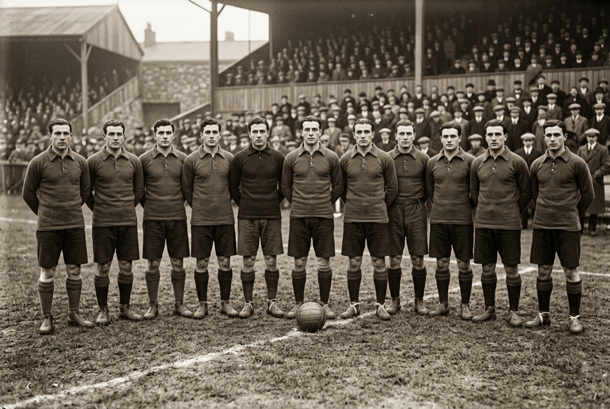 Fotografia d'archivio in bianco e nero delle origini del calcio milanese